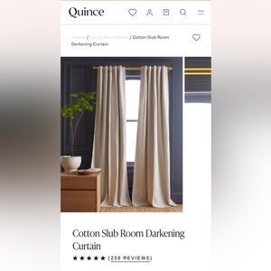 NWOT QUINCE 48x96 Cotton Slub Room Darkening Curtain Panel Natural